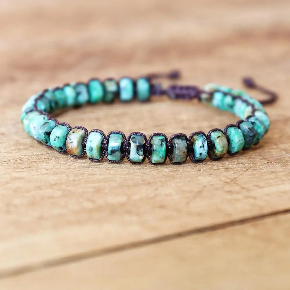 NEIPOCN Braided Bracelet With African Jasper Beads Unisex
