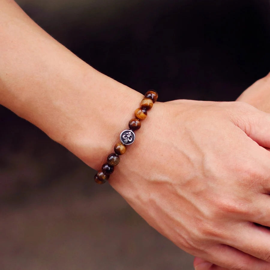NoterCN Stone Beaded Bracelet Stainless Steel Gift For Men