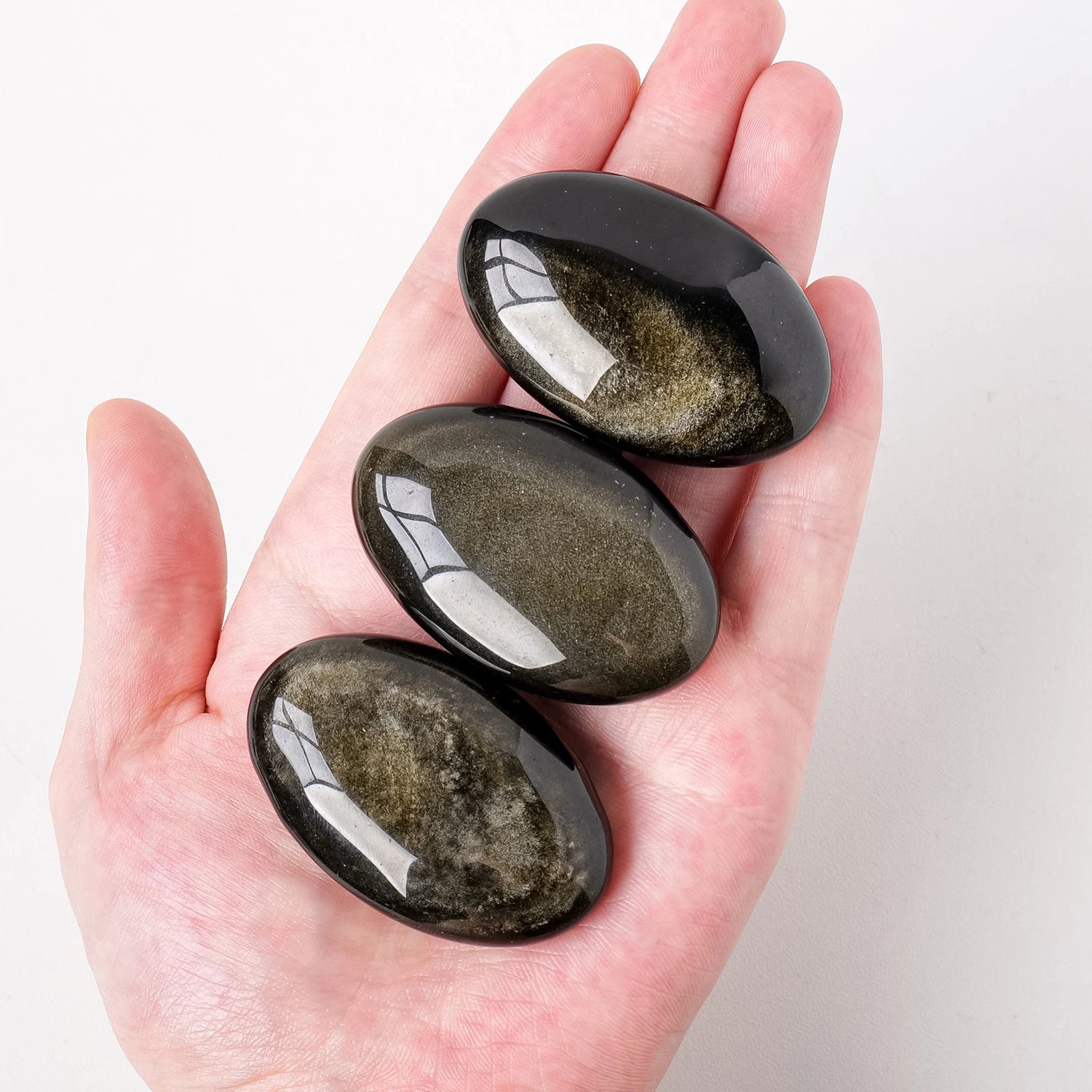 Runyangshi Palm Stone Golden Obsidian Healing For Family