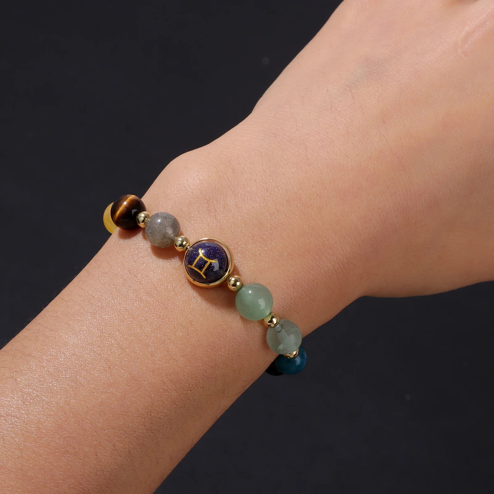 GolbalJew Zodiac Beaded Bracelet Obsidian Tiger Eye Unisex