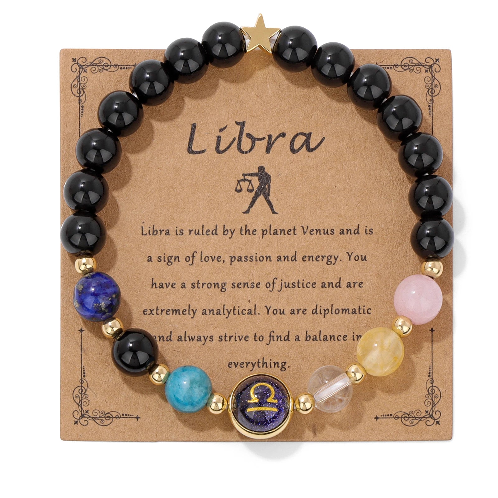 GolbalJew Zodiac Beaded Bracelet Obsidian Tiger Eye Unisex