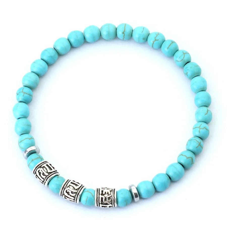 Noter Mantra Bracelet For Men 6mm Howlite Lava Beads