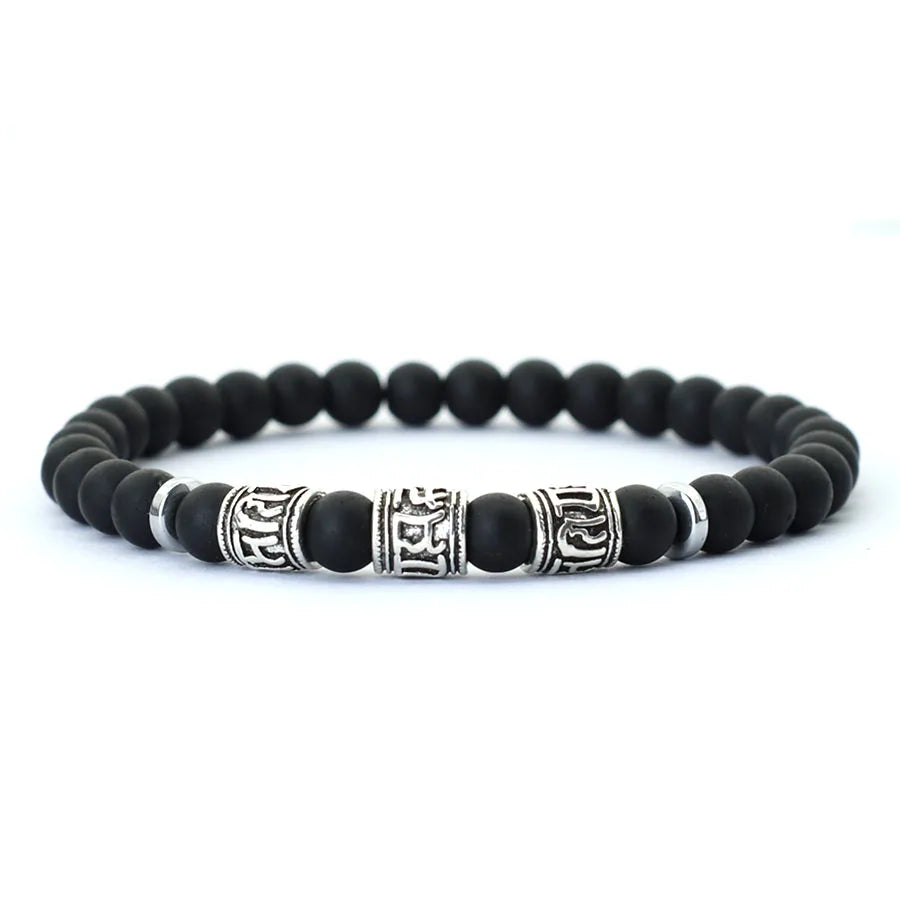 Noter Mantra Bracelet For Men 6mm Howlite Lava Beads