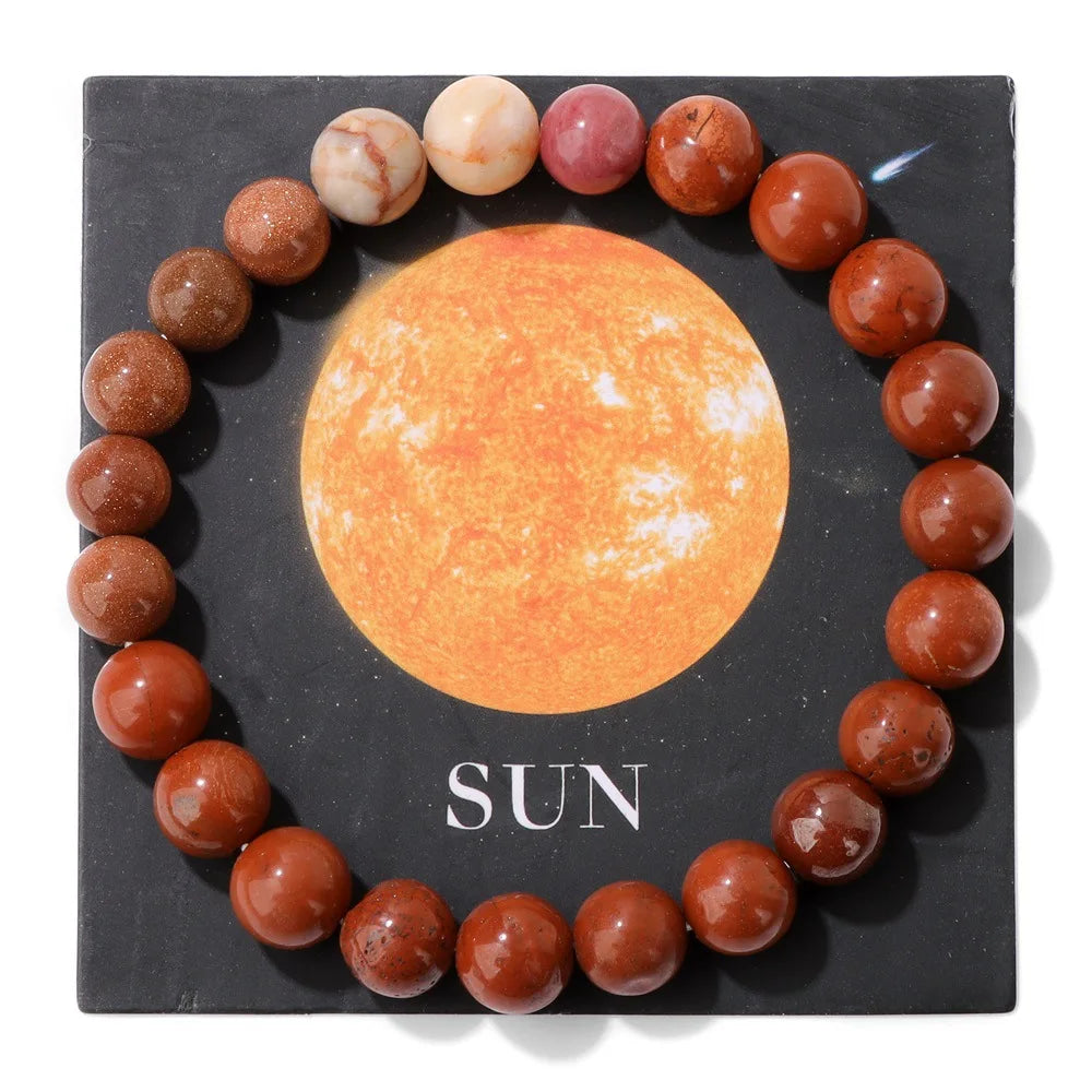 HNSPCN Bead Bracelet Men 8mm Glass Solar System Edition