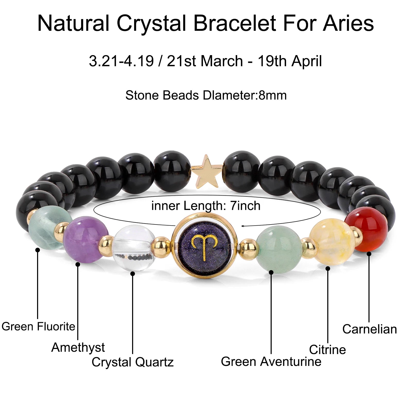 GolbalJew Zodiac Beaded Bracelet Obsidian Tiger Eye Unisex