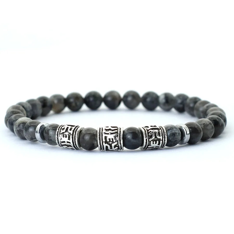 Noter Mantra Bracelet For Men 6mm Howlite Lava Beads