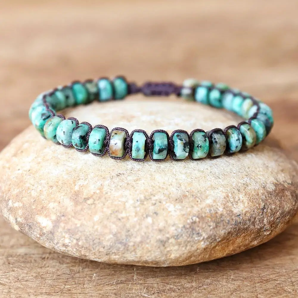 NEIPOCN Braided Bracelet With African Jasper Beads Unisex