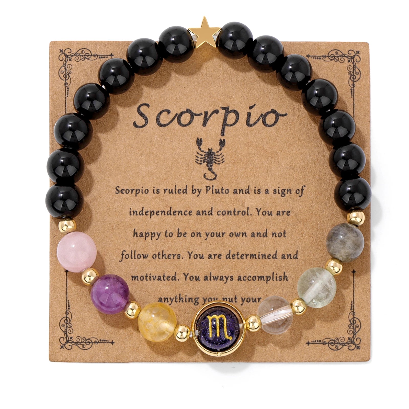 GolbalJew Zodiac Beaded Bracelet Obsidian Tiger Eye Unisex