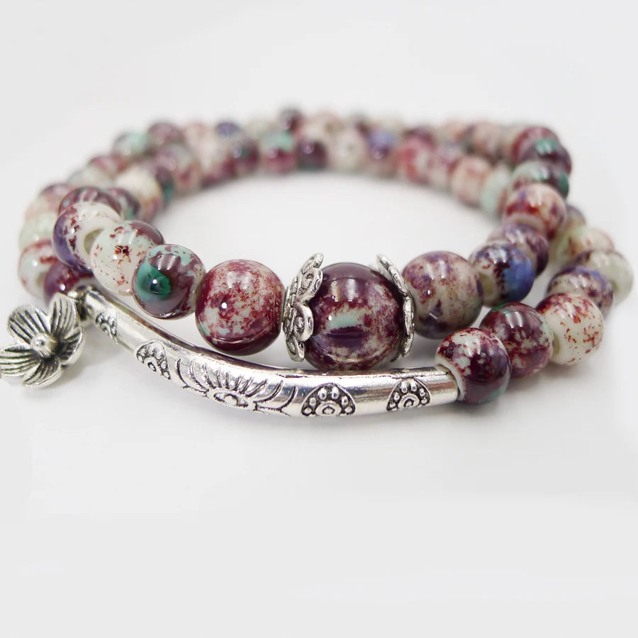 Miredo Charm Bracelet Ceramic With Plant Pattern For Women