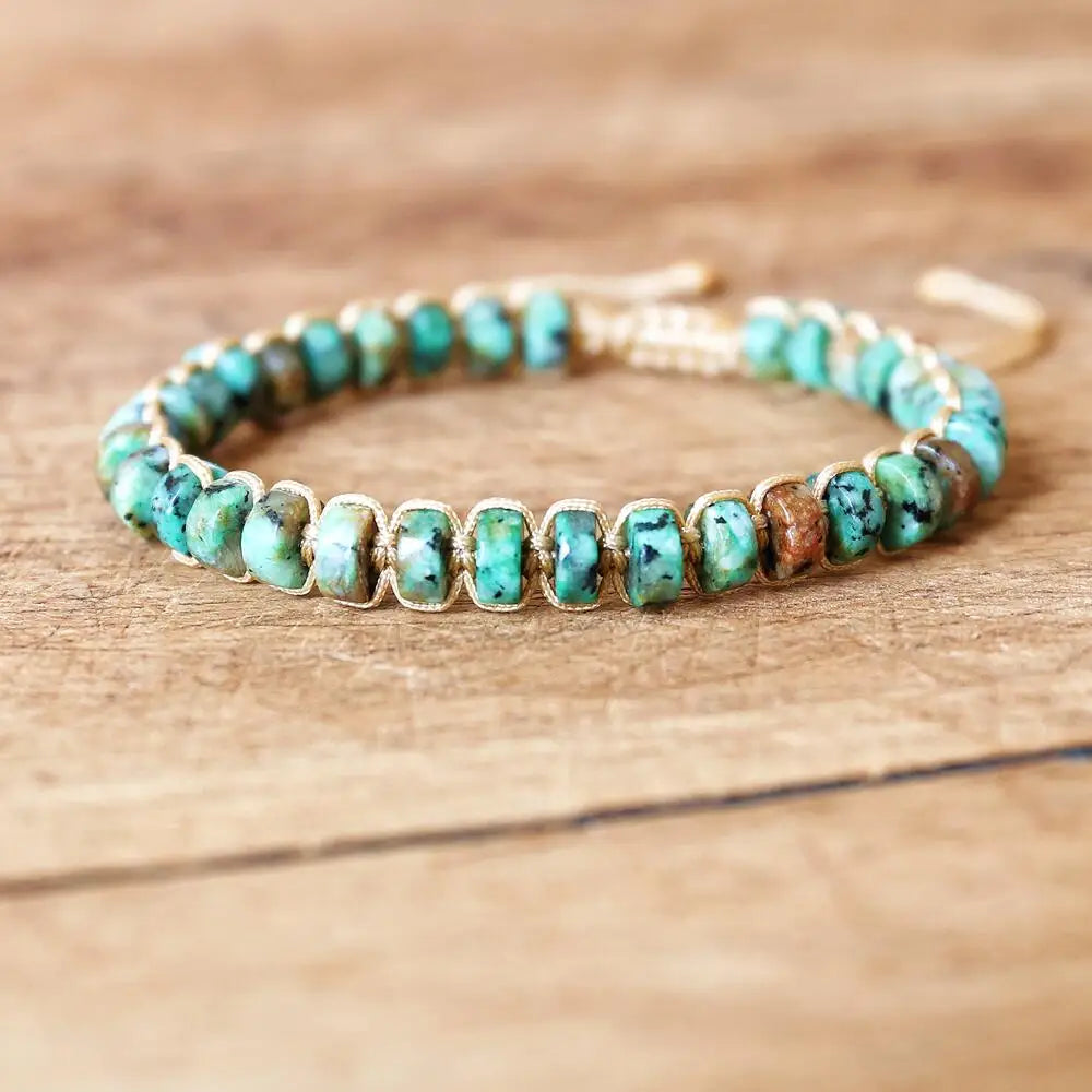 NEIPOCN Braided Bracelet With African Jasper Beads Unisex