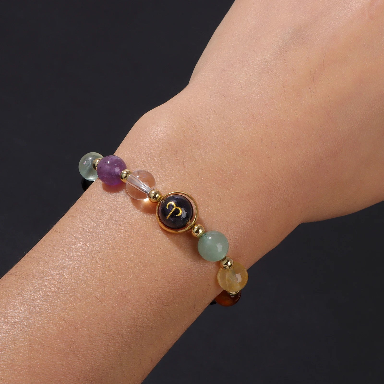 GolbalJew Zodiac Beaded Bracelet Obsidian Tiger Eye Unisex