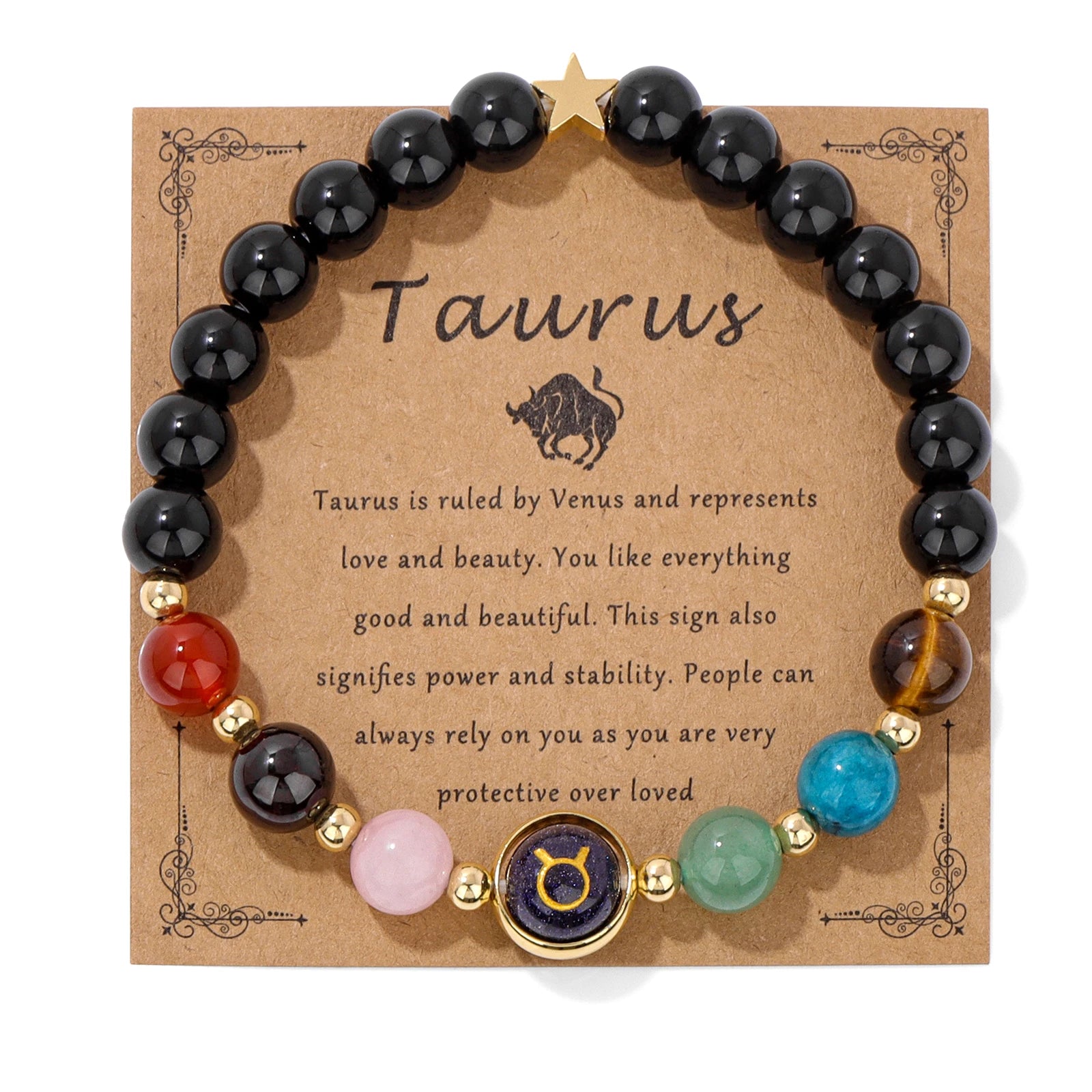 GolbalJew Zodiac Beaded Bracelet Obsidian Tiger Eye Unisex