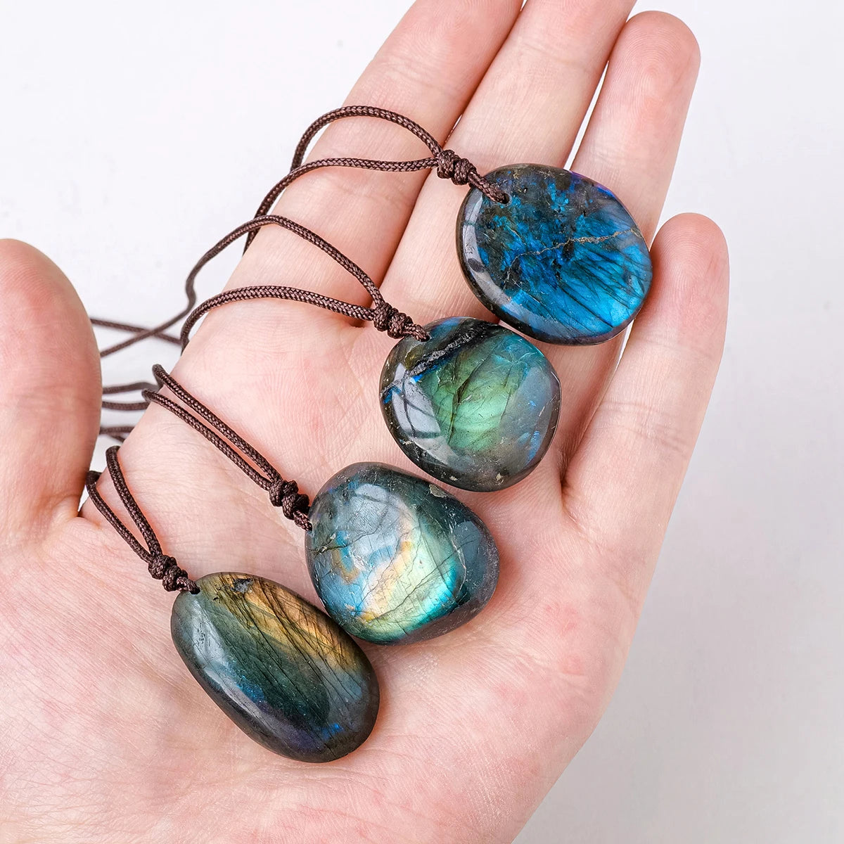 1pc Natural Crystal Labradorite Pendant Blue Moonstone Raw Stone diy necklace pendant jewelry Holiday Gift