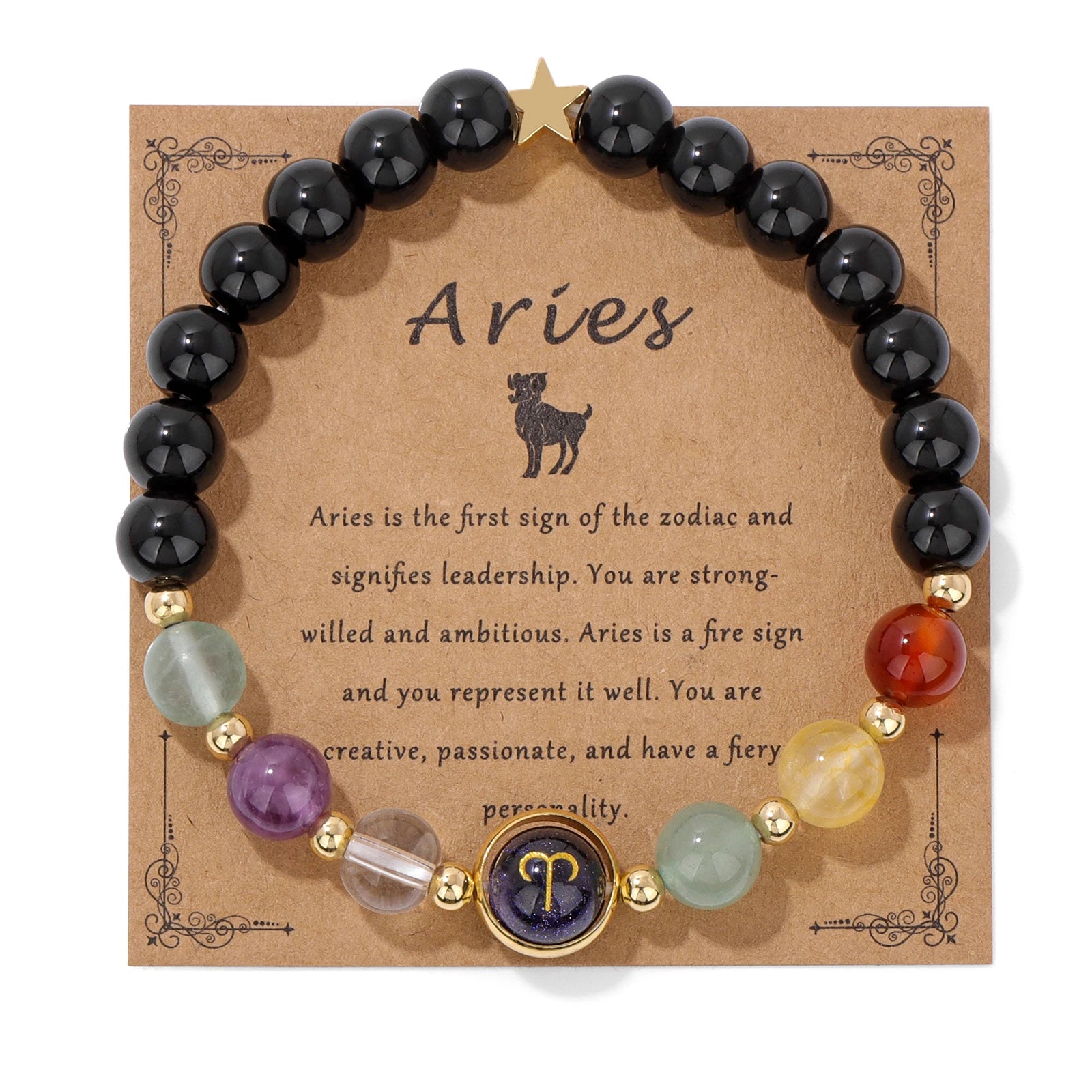 GolbalJew Zodiac Beaded Bracelet Obsidian Tiger Eye Unisex