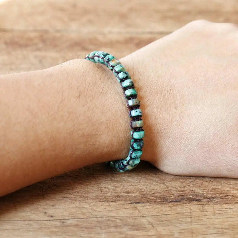 NEIPOCN Braided Bracelet With African Jasper Beads Unisex