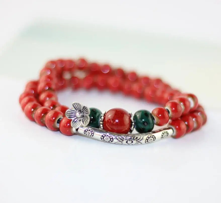 Miredo Charm Bracelet Ceramic With Plant Pattern For Women