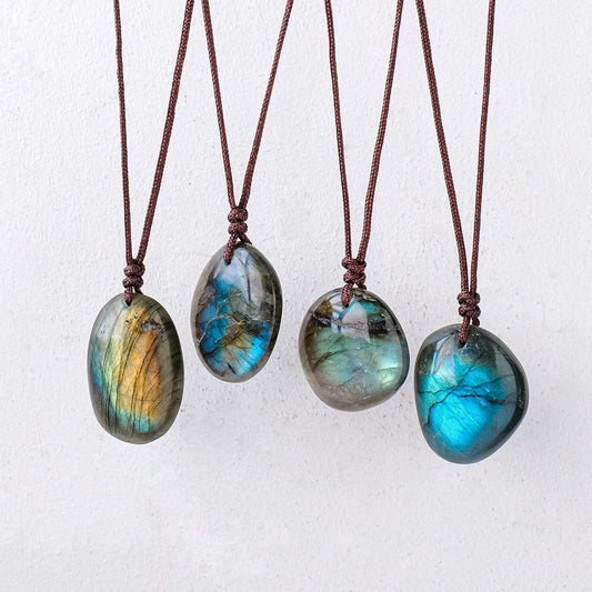 1pc Natural Crystal Labradorite Pendant Blue Moonstone Raw Stone diy necklace pendant jewelry Holiday Gift
