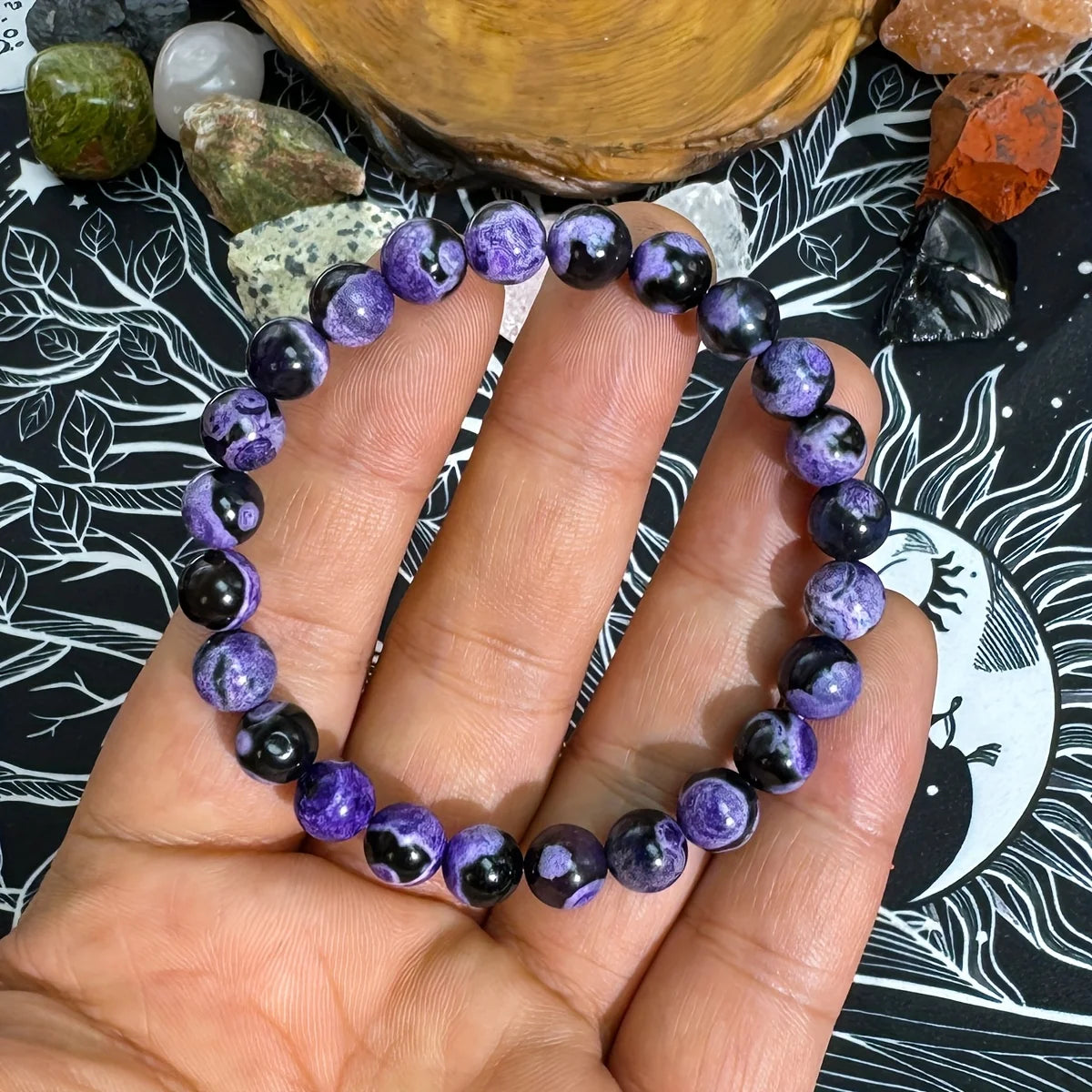 LENNIKCN Bracelet Bohemian Fire Agate Purple Unisex Gift