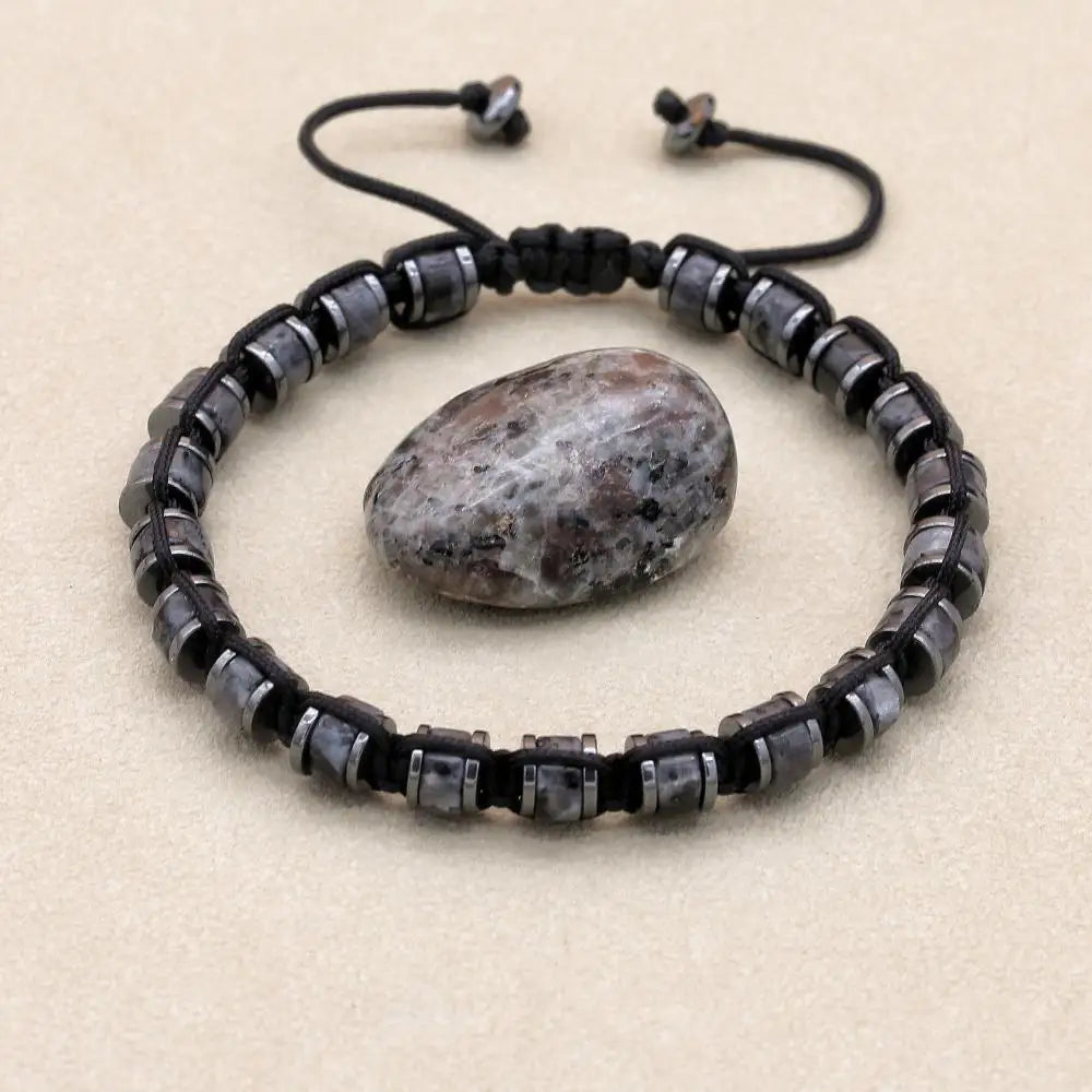 Tinker Shop Bracelet Braided Malachite Hematite for Unisex