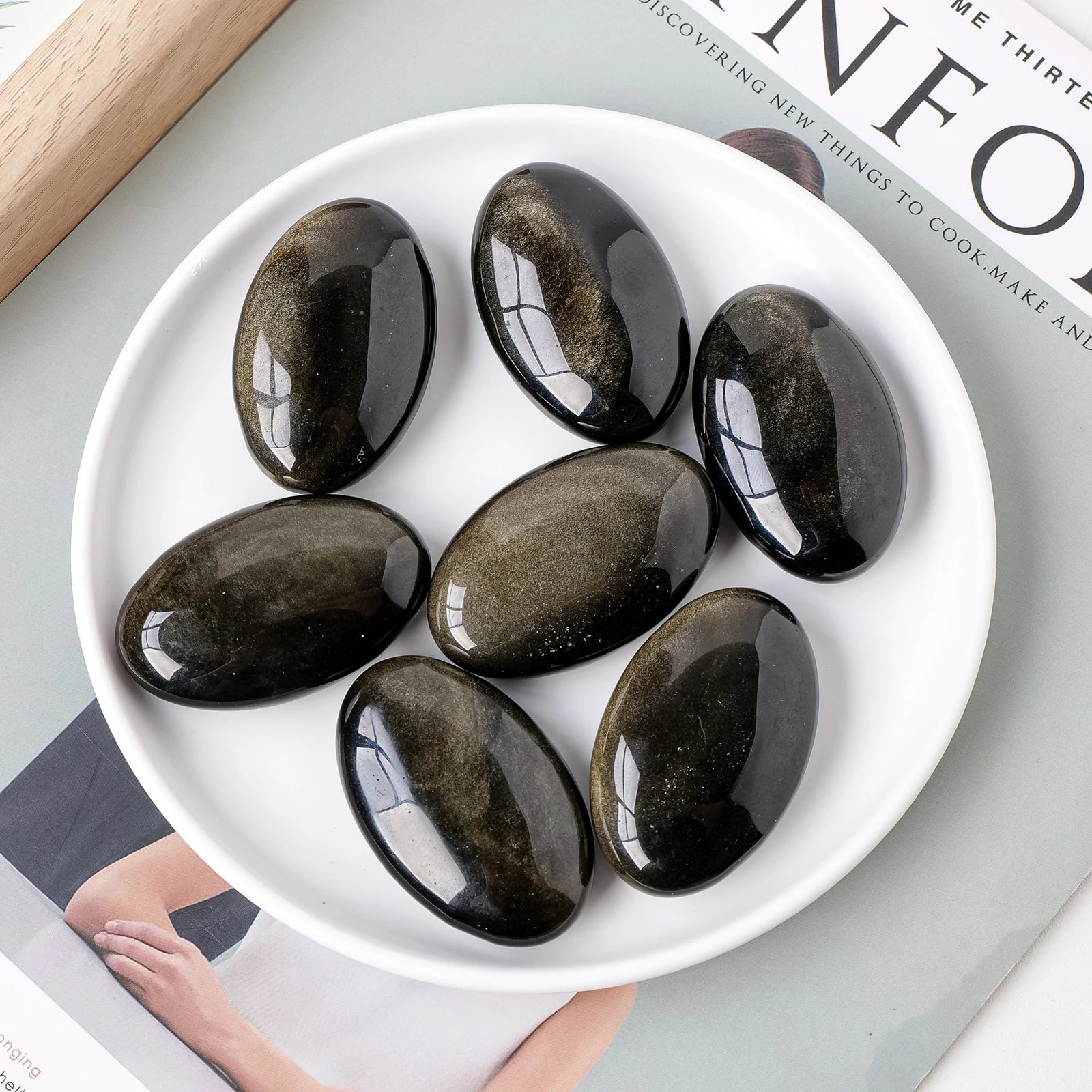 Runyangshi Palm Stone Golden Obsidian Healing For Family