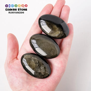 Runyangshi Palm Stone Golden Obsidian Healing For Family