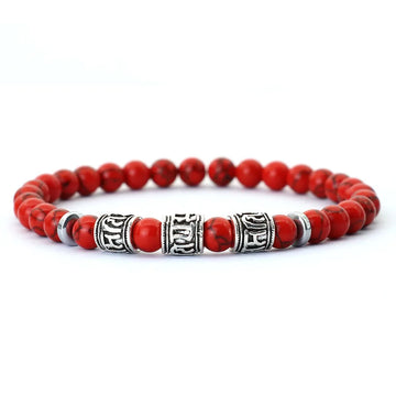 Noter Mantra Bracelet For Men 6mm Howlite Lava Beads