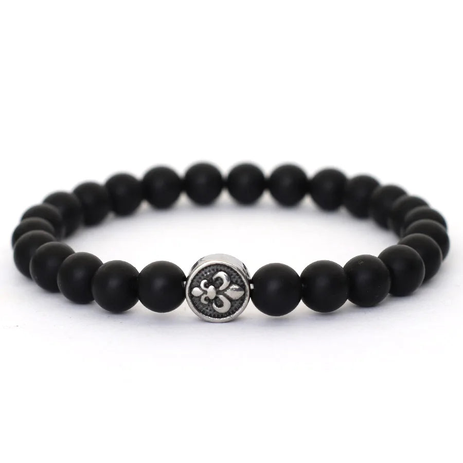 NoterCN Stone Beaded Bracelet Stainless Steel Gift For Men