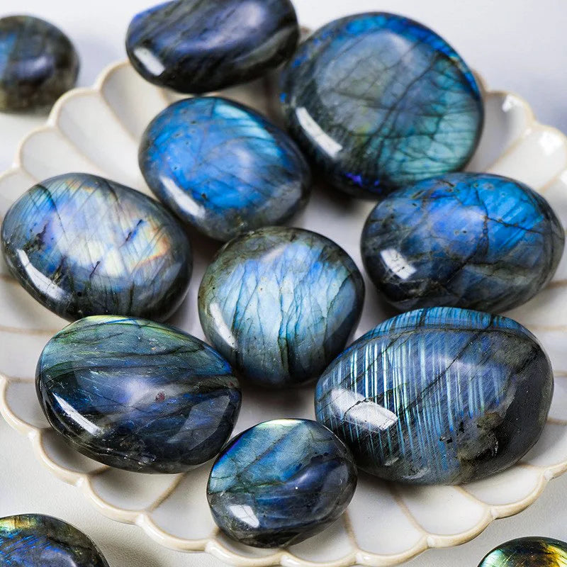 Labradorite Plaything Blue Moonstone Crystal Rough Stone Mineral Specimen Natural Stone Home Decor Ornament