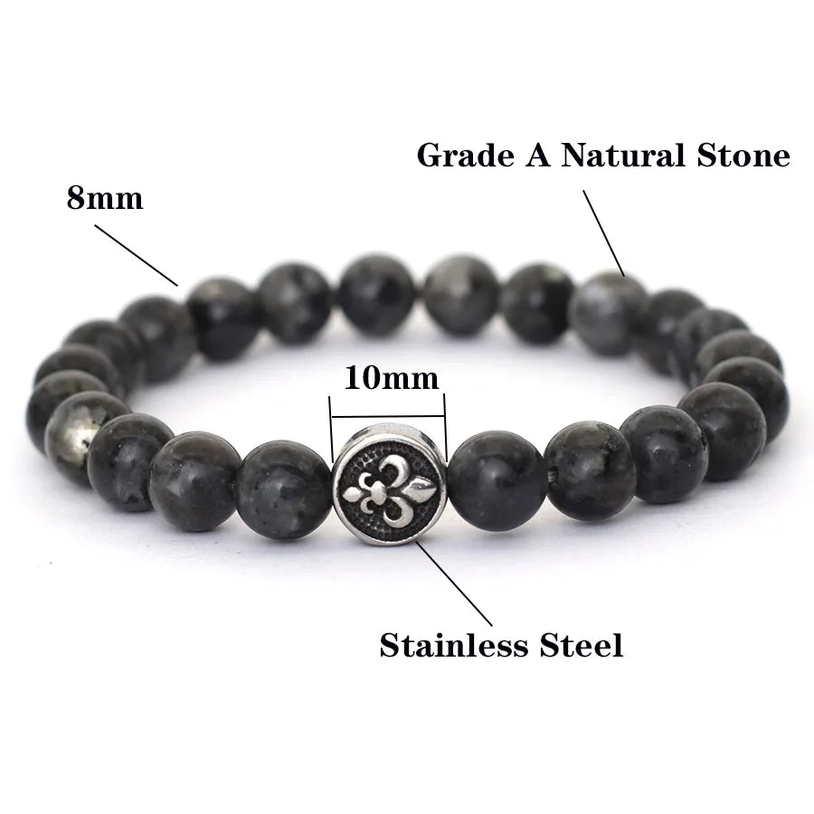 NoterCN Stone Beaded Bracelet Stainless Steel Gift For Men