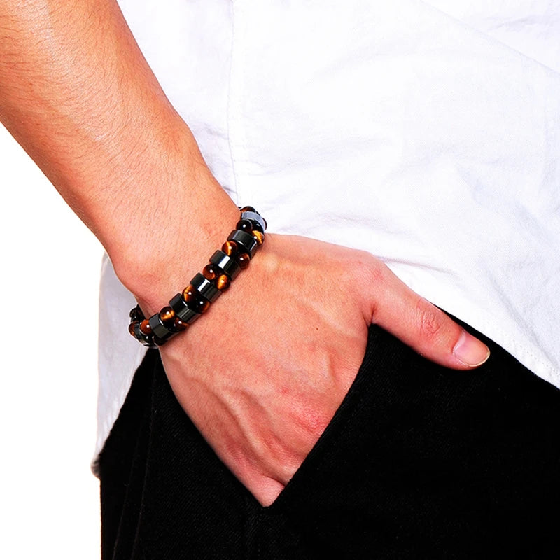 Premium Beaded Bracelet Tiger Eye Hematite For Unisex