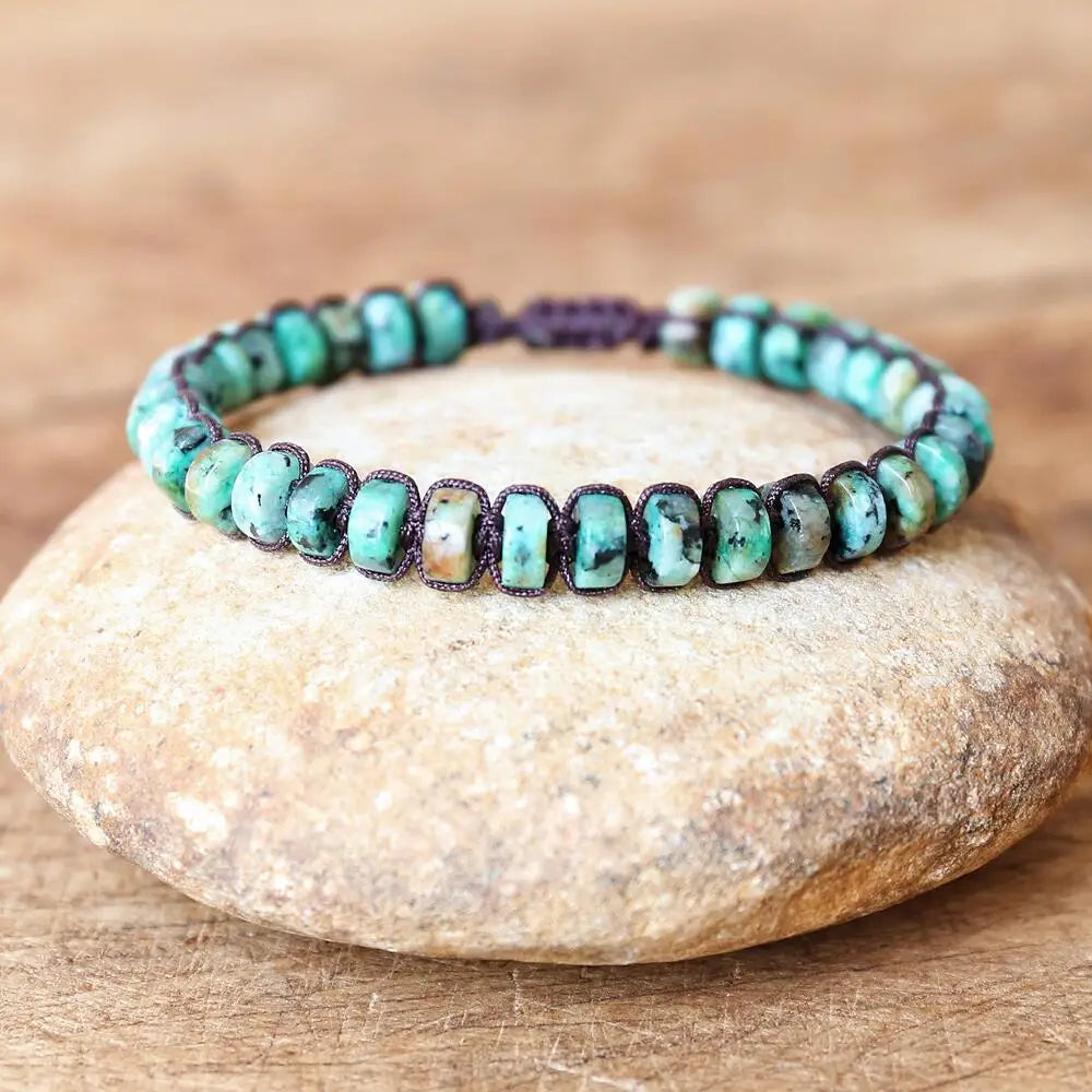 NEIPOCN Braided Bracelet With African Jasper Beads Unisex