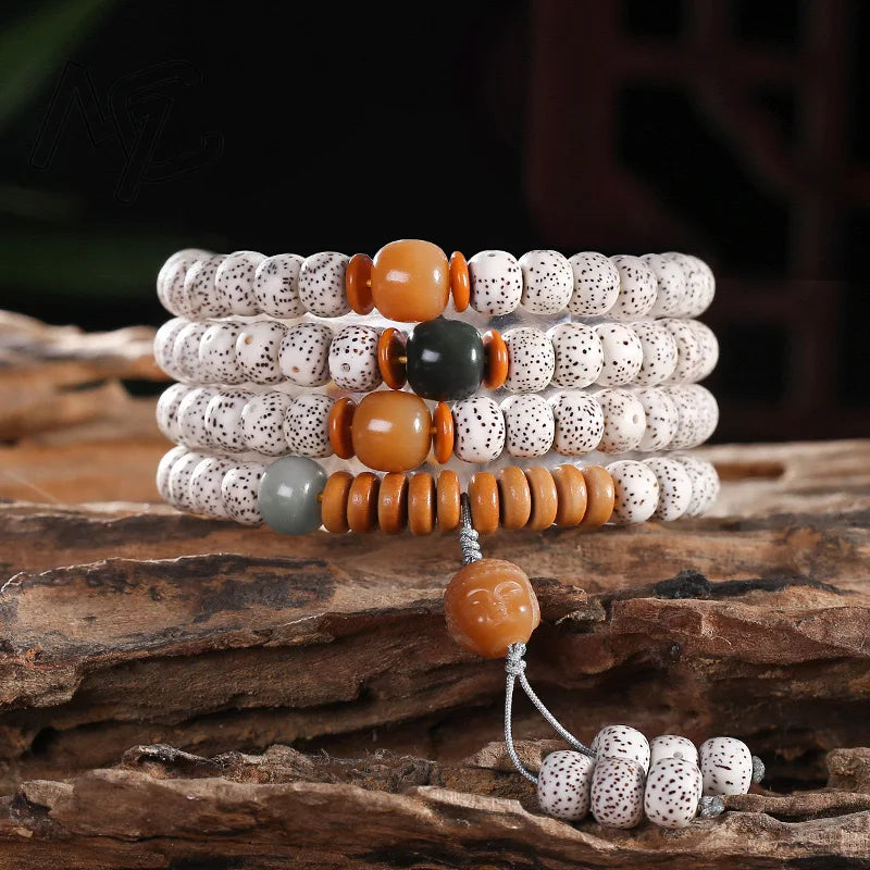 Original Bodhi Root Beads Bracelet 108 Lotus Mala For Women