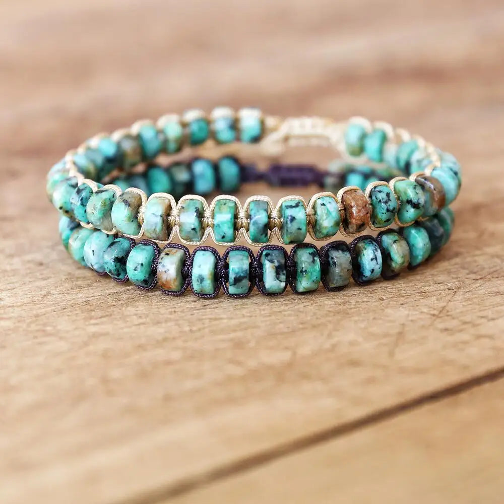 NEIPOCN Braided Bracelet With African Jasper Beads Unisex