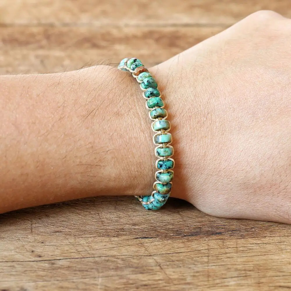 NEIPOCN Braided Bracelet With African Jasper Beads Unisex