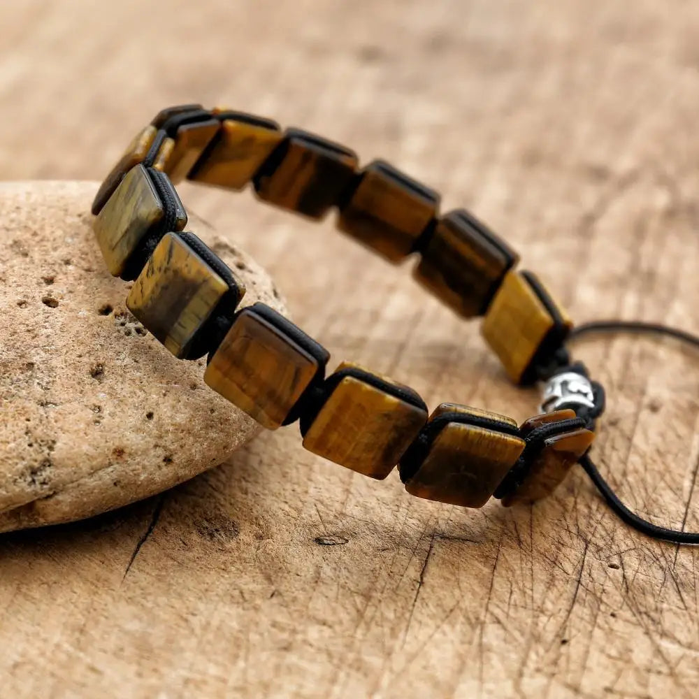 CN Zhejiang Tiger Eye Square Bracelet Bohemia Punk Elite