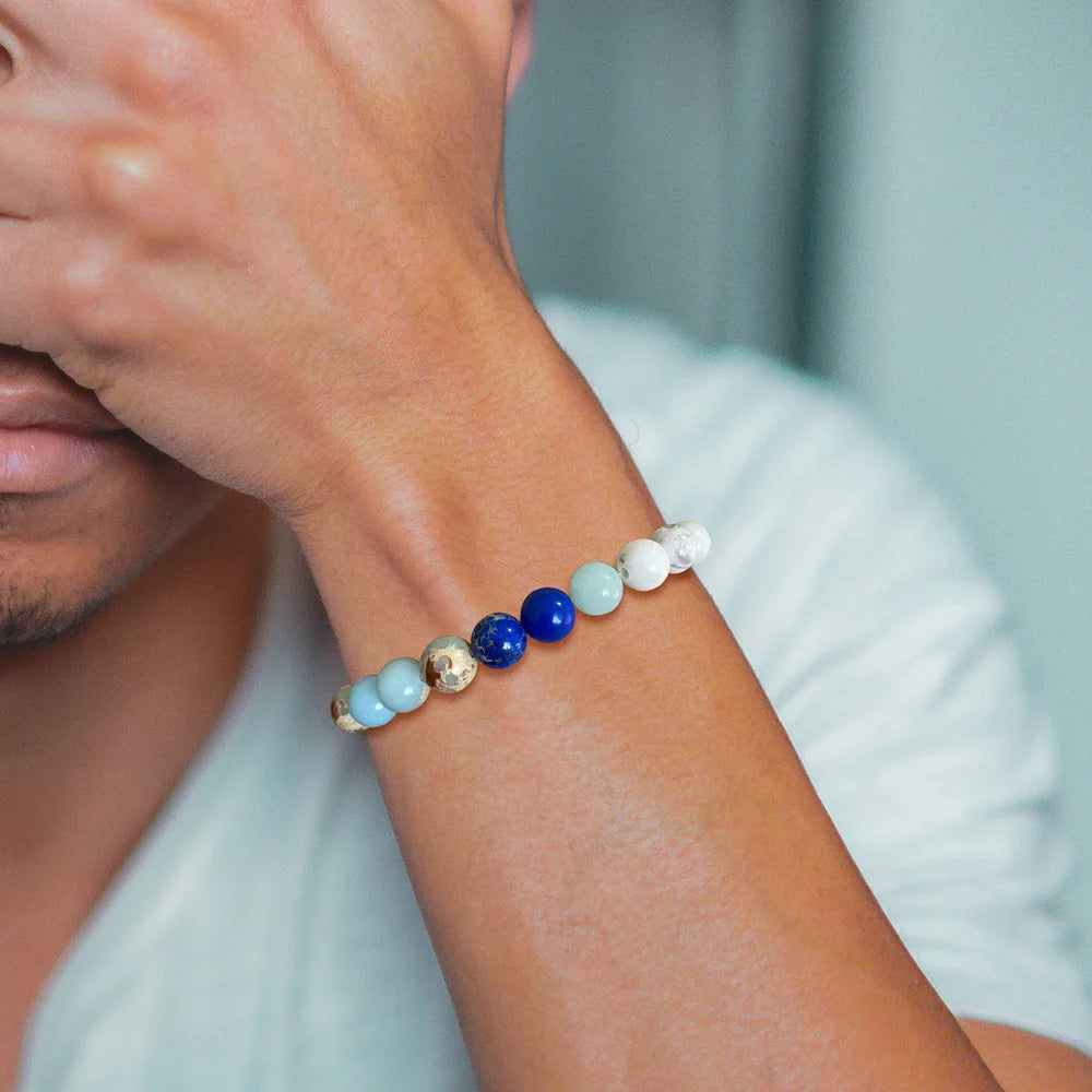 HNSPCN Bead Bracelet Men 8mm Glass Solar System Edition