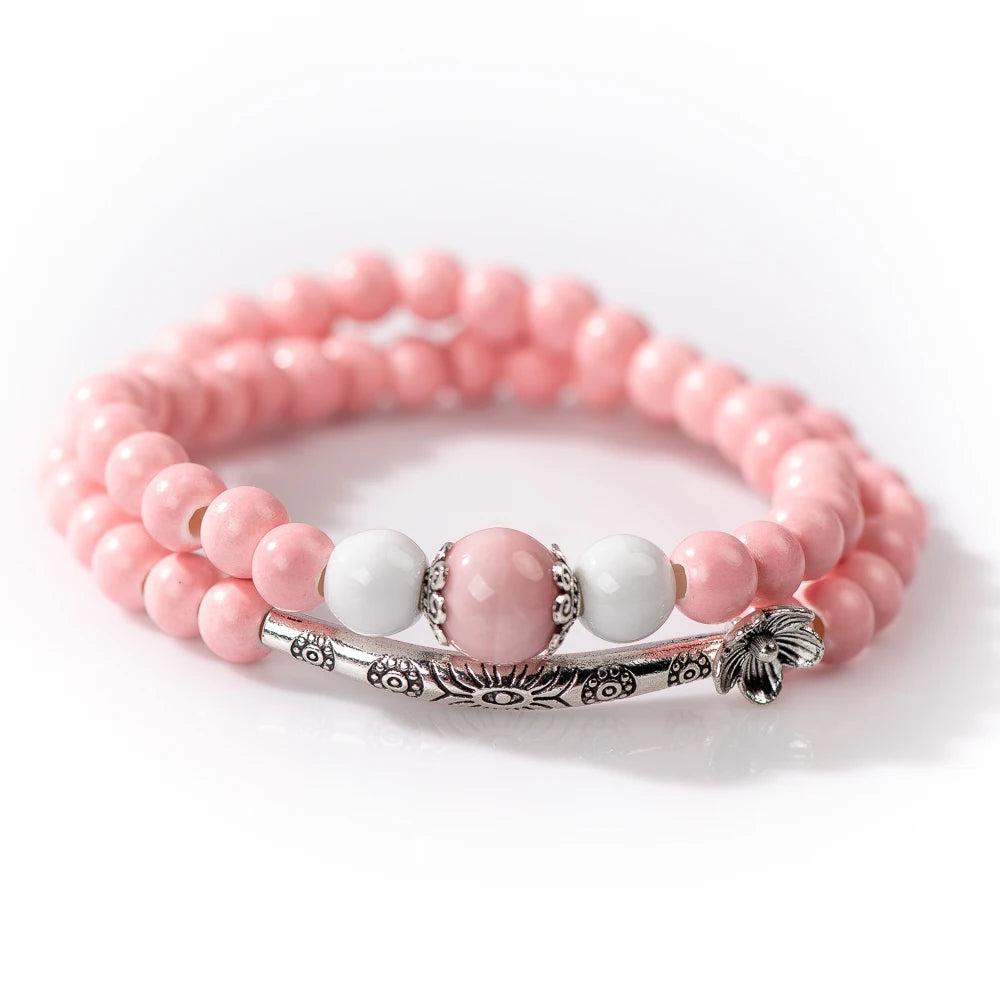 Miredo Charm Bracelet Ceramic With Plant Pattern For Women
