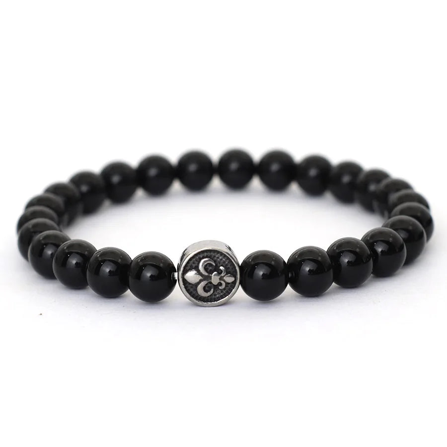 NoterCN Stone Beaded Bracelet Stainless Steel Gift For Men