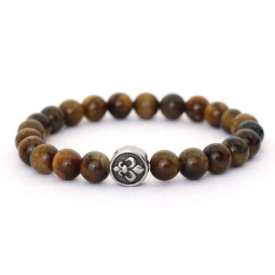 NoterCN Stone Beaded Bracelet Stainless Steel Gift For Men
