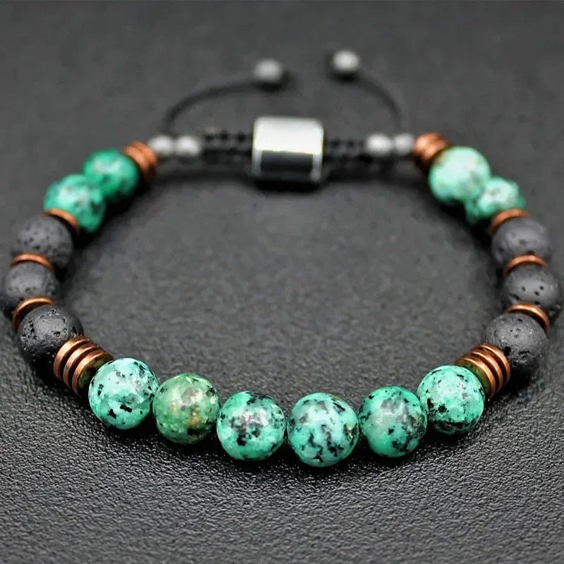 CN Zhejiang Elite Raw African Turquoise Lava Bead Bracelet