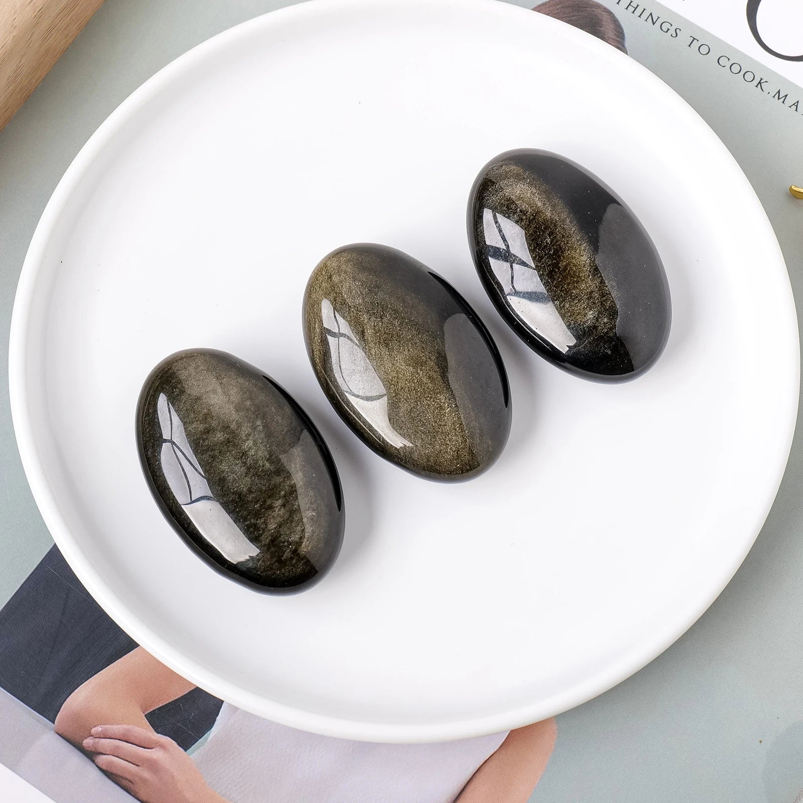 Runyangshi Palm Stone Golden Obsidian Healing For Family