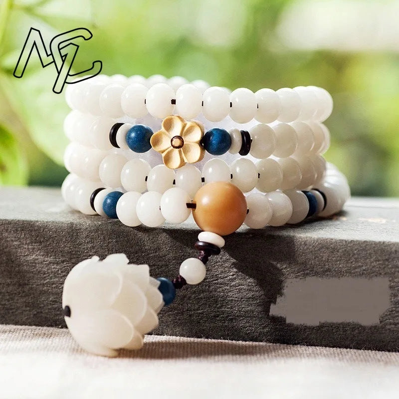 Original Bodhi Root Beads Bracelet 108 Lotus Mala For Women