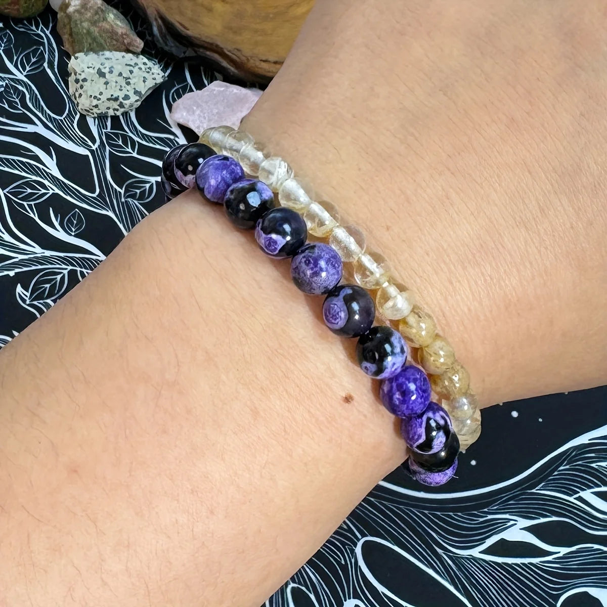 LENNIKCN Bracelet Bohemian Fire Agate Purple Unisex Gift