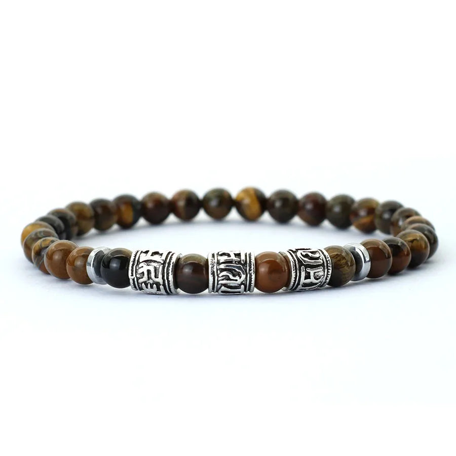 Noter Mantra Bracelet For Men 6mm Howlite Lava Beads
