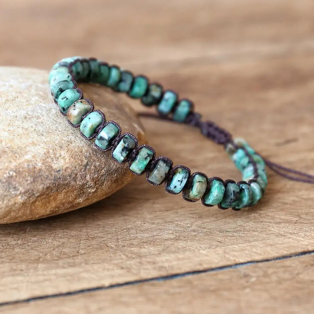 NEIPOCN Braided Bracelet With African Jasper Beads Unisex