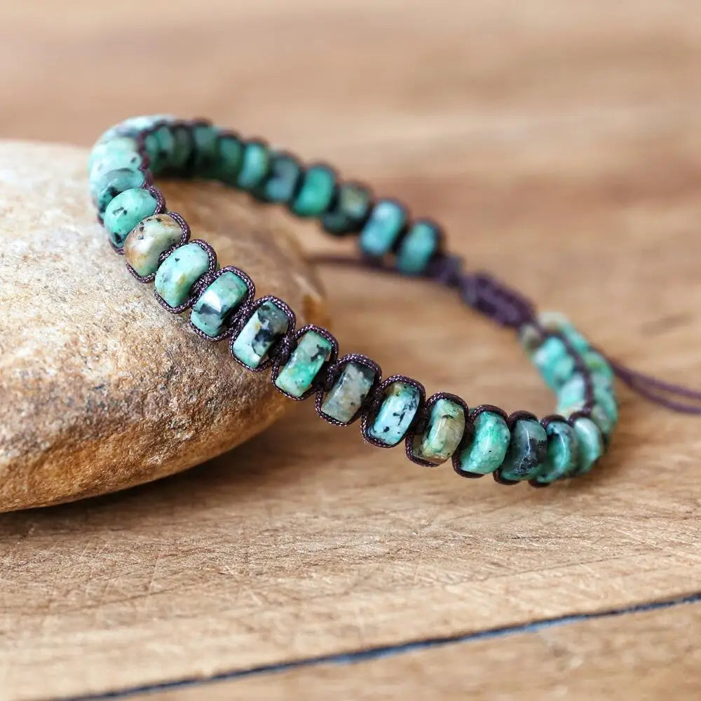 NEIPOCN Braided Bracelet With African Jasper Beads Unisex