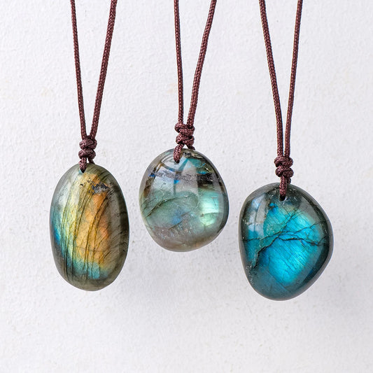1pc Natural Crystal Labradorite Pendant Blue Moonstone Raw Stone diy necklace pendant jewelry Holiday Gift