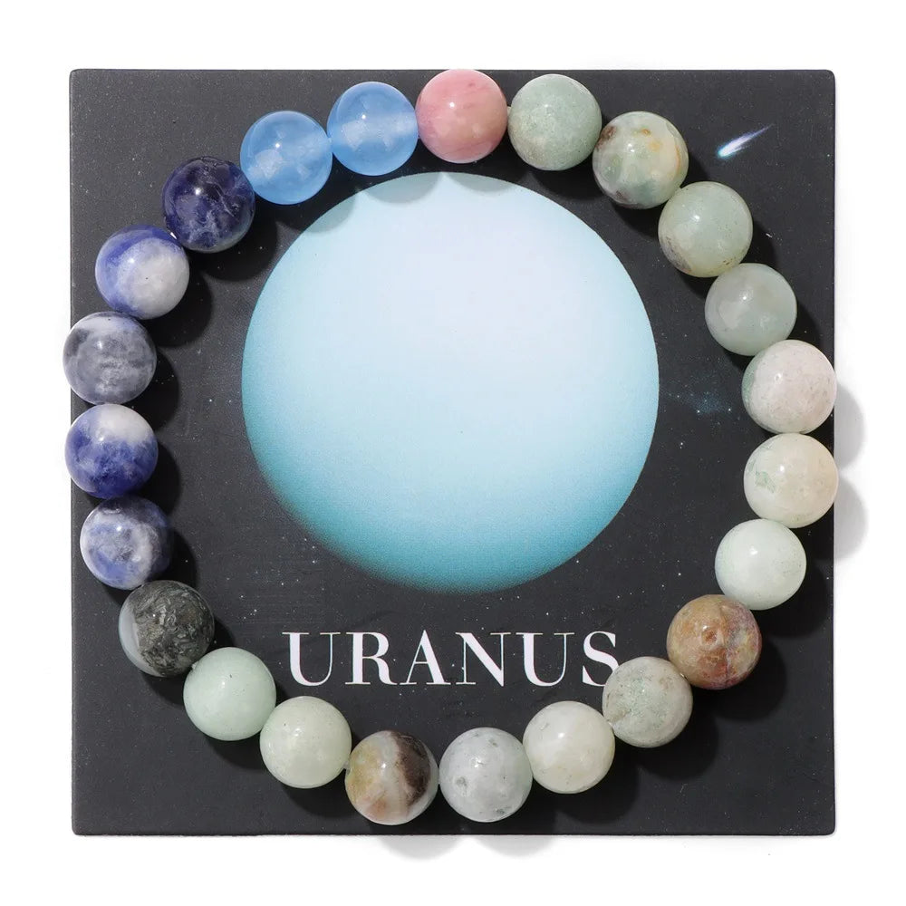 HNSPCN Bead Bracelet Men 8mm Glass Solar System Edition