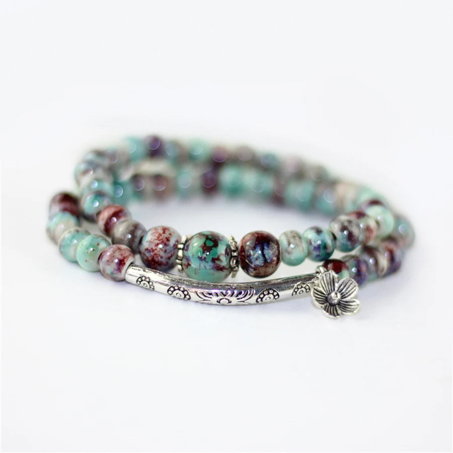 Miredo Charm Bracelet Ceramic With Plant Pattern For Women