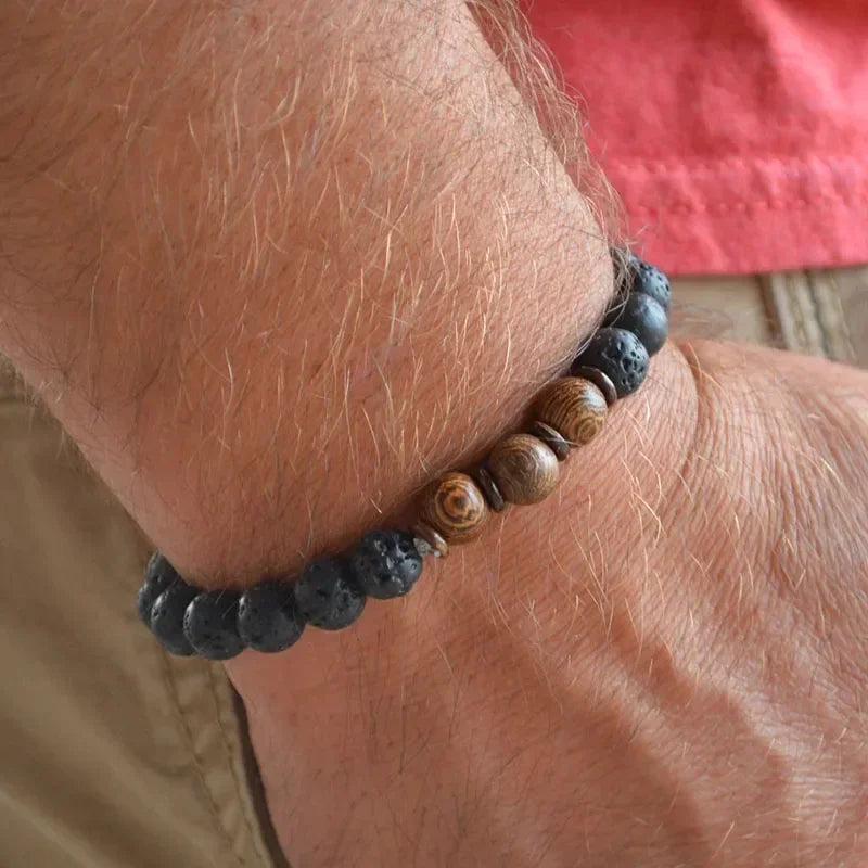 CN Zhejiang Elite Raw African Turquoise Lava Bead Bracelet